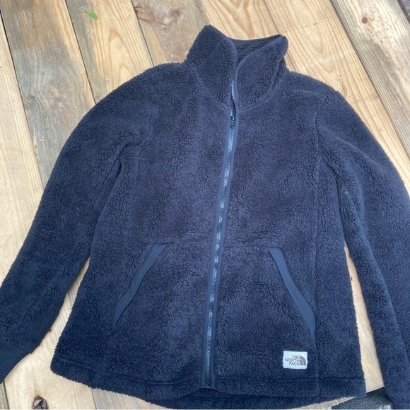 North Face Campshire Jacket Black Fuzzy Warm Fleece Zip Up Size Medium Hiking - Picture 4 of 7
